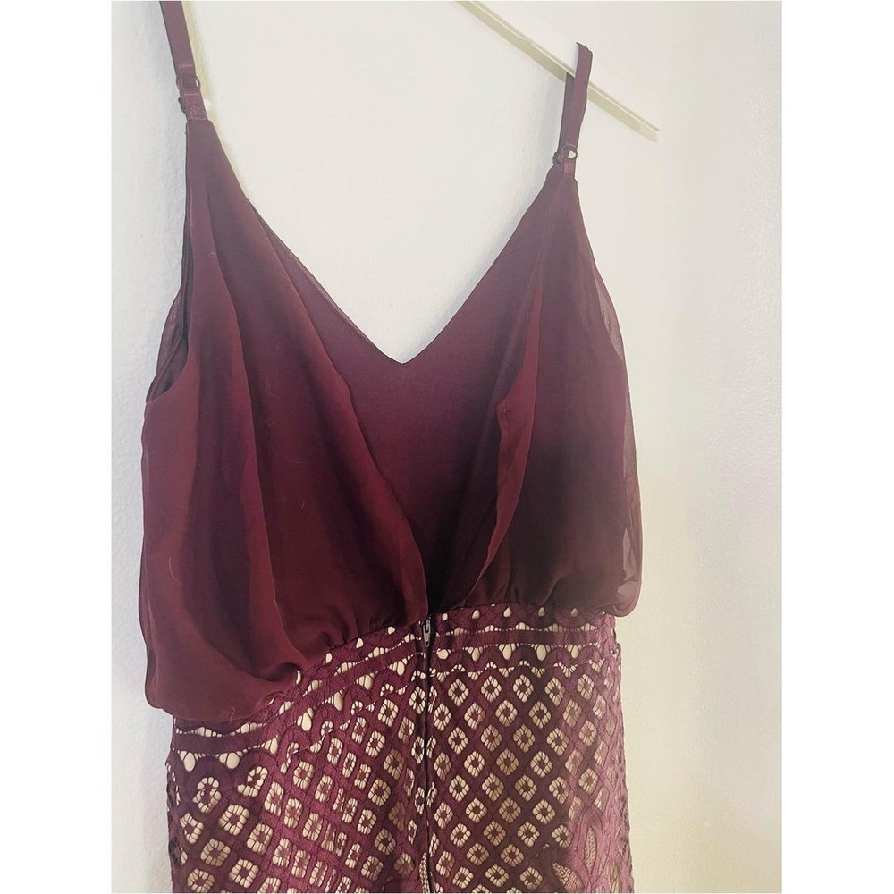 Francesca's Alya Burgundy Lace Sleeveless Dress Size M 3PFSB0525F - Picture 4 of 6